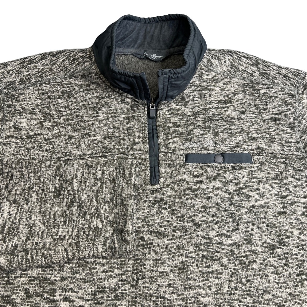 Eddie Bauer Mens XL Gray Marled Quarter Zip Fleece Pullover Sweater Mock Neck